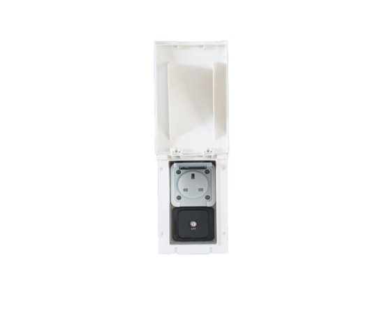 WHITE TND External 13amp Socket Box & Satellite Point