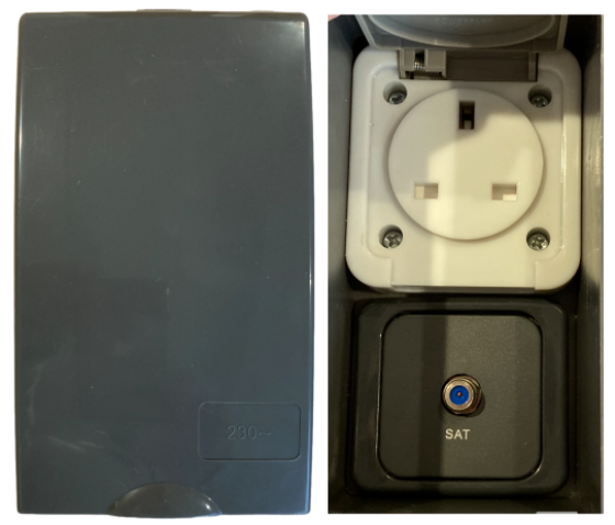 GREY TND External 13amp Socket Box & Satellite Point